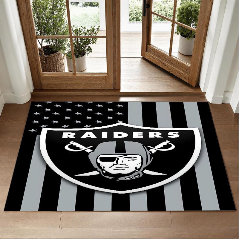 Las Vegas Raiders Design Crystal Velvet Rug Soft Decorative Mat for Bedroom Entrance