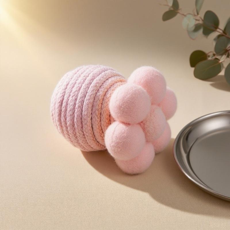 6PCS Linen Cotton Cats Teasing Toy with Flower Design and Soundable Bells for Safe Pet Entertainment Enrichement Toy