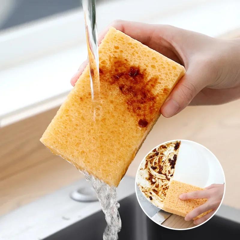 1pcs Wood Pulp Sponge Scouring Pad Kitchen Dishwashing Sponge Bathroom Cleaning Tools Dish Cleaner Household Kitchen Gadgets