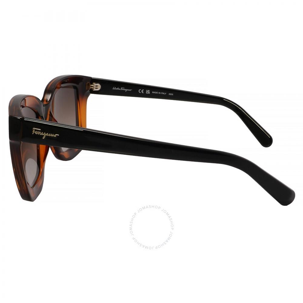Salvatore Ferragamo Brown Gradient Rectangular Ladies Sunglasses Sf955s 214 53