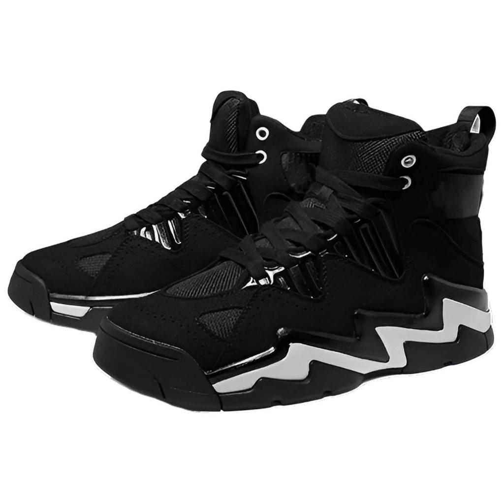 Kappa Shock Absorption Rebound High-Top Retro Basketball Shoes Women sneakers Black White K0965CC76-990