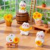 Cute Dollhouse Accessories Micro Landscape Ornament Set with Cute Cat Figurine Sunflower Miniature Pastoral Healing for Diy