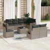 Vidaxl 9-Cz. Set di Mobili da Giardino con Cuscini, Grigio, Polyrattan