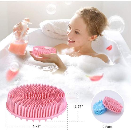 Exfoliating Silicone Body Scrubber for Shower, 2 In 1 Silicone Bath and Shampoo Brush for Gentle Scrub Skin Exfoliation