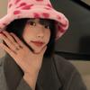 Fluffy Plush Fisherman Hat Thicken Winter Plush Hat Cute Love Heart Bucket Hat  Girl