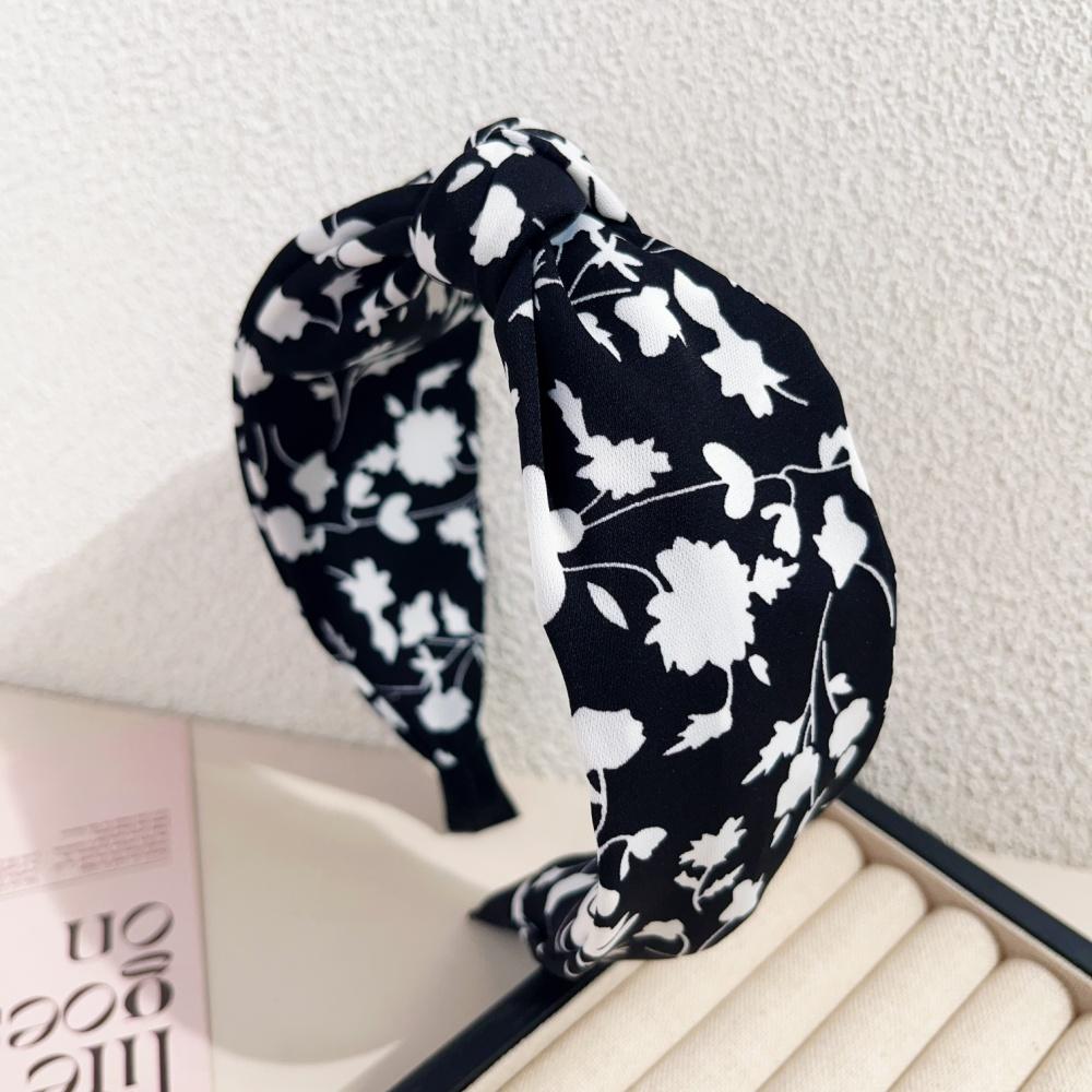 

Элегантные цветочные черно-белые повязки для волос для женщин, девочек, с широким краем, мягкие обручи для волос, большая бабочка, крестообразная повязка на голову, инструмент для укладки волос, подарок C2-Black