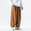 2024 Spring Men's Plus Size Wide Leg Lantern Harem Pants - Solid Color, Loose Fit, Casual Cargo Style