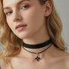 Wish Jewelry, Korean Velvet Four-leaf Clover Necklace, Double Choker Clover Necklace Collar Elegant