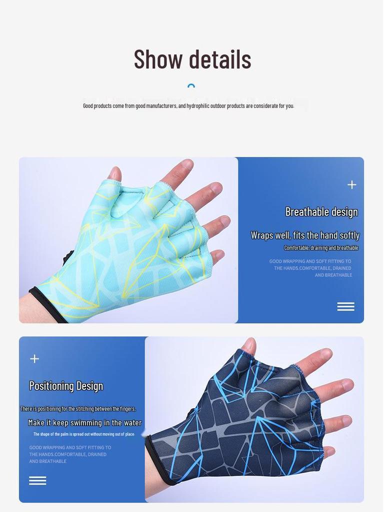 Duck Webbed Fingerless Swimming Gloves - Hand Protection for Paddling & Training