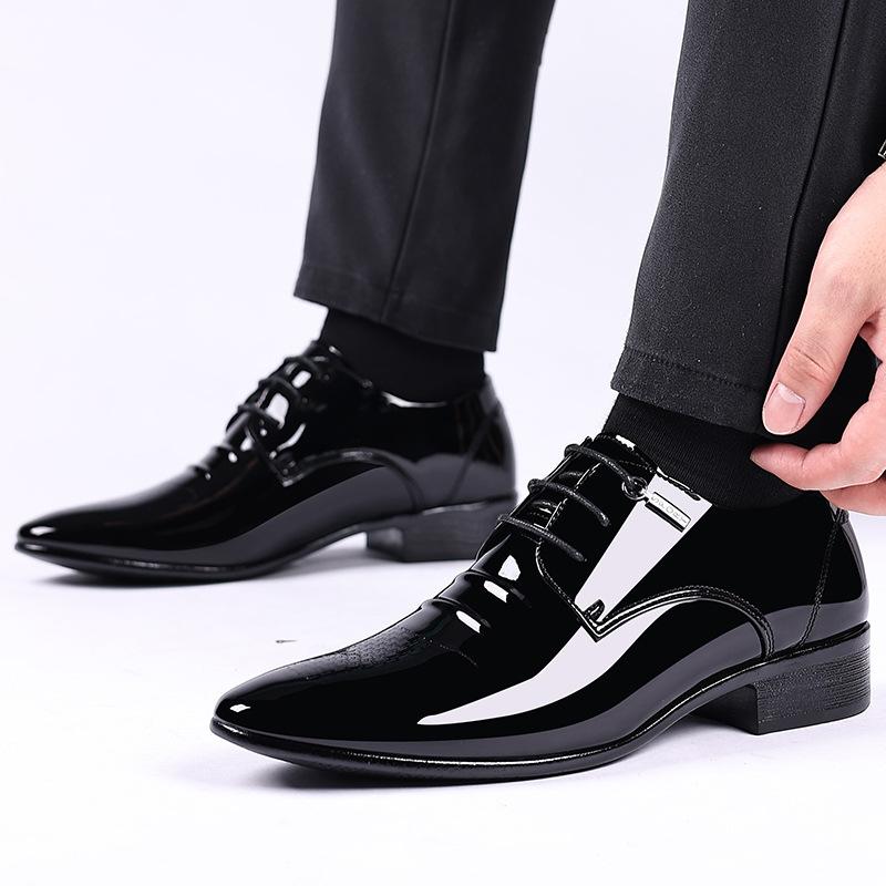 Men's business casual dress leather shoes new spring and autumn large size men's shoes youth Korean fashion wedding shoes