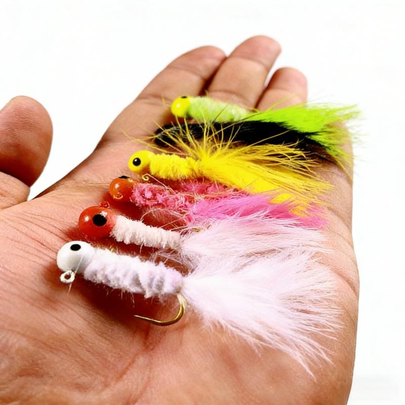 Colorful Feather Micro Fly Hook0.9g1.7g3.5gHandmade Lure Bait for Bass and Perch