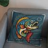 2D Colorful Fish Pattern Decorative Throw Pillow Pattern Cushion Cover Suitable For Sofa Bedroom Car Pillow Cover