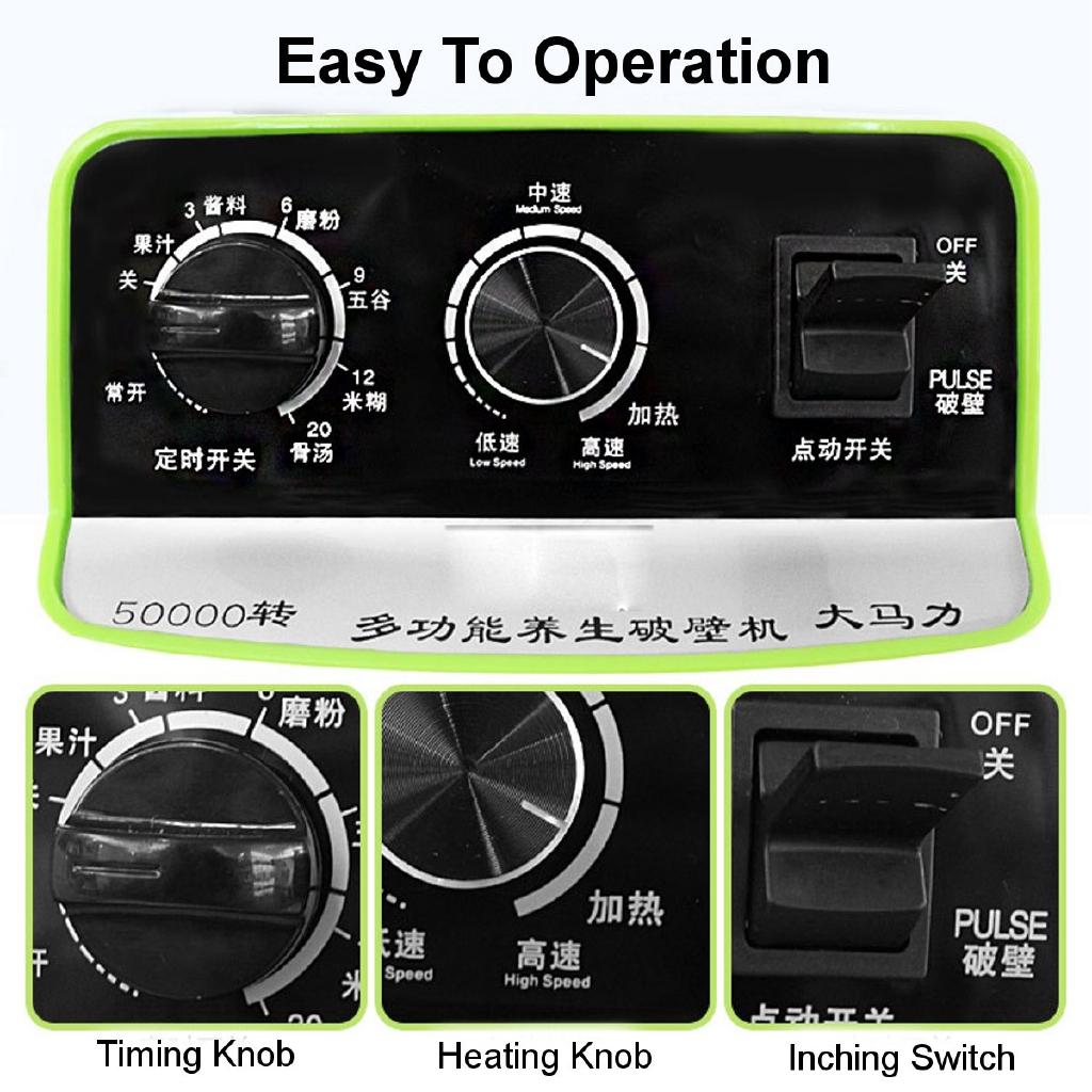 1300W 2L Auto Electric Heating Blender Adjustable Speed Food Mixer Juicer Kitchen Food Processor Ice Crusher Smoothie Maker