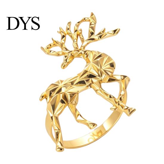 Gold Napkin Holders Christmas Deer Ring, Faceted Metal Elk Holder, Reusable Western Style Tableware Ring for Xmas Holiday Wedding Receptions