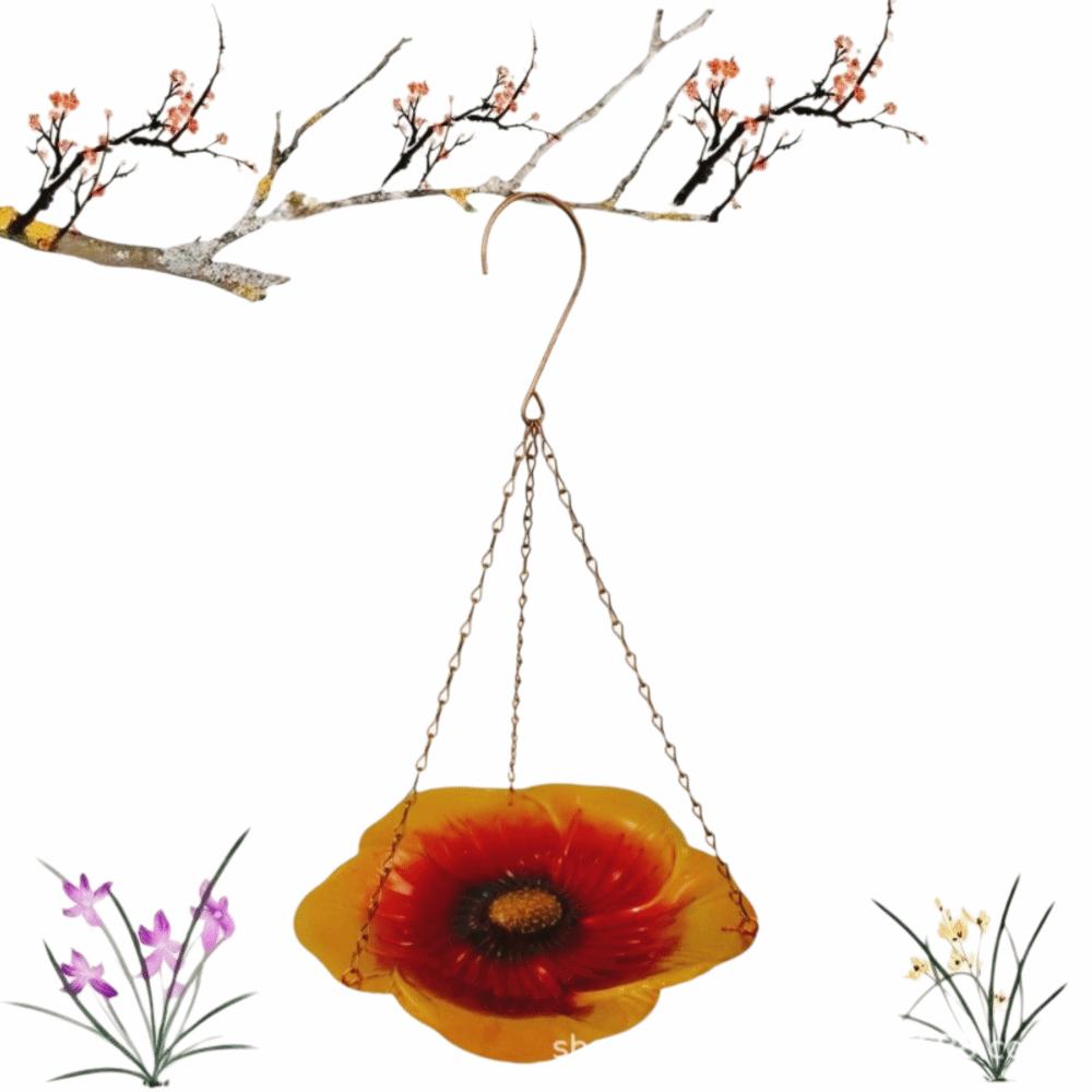 Flower Bird Feeder Balanced Outdoor Bird Food Dispenser Hanging Bird Tray  Courtyard Use