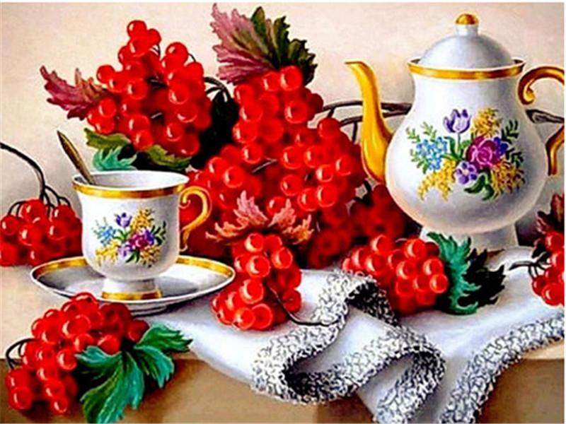 Diamond Embroidery Kitchen Flower Handmade Gift Picture Rhinestones Diamond Mosaic Full Drill Home Decor