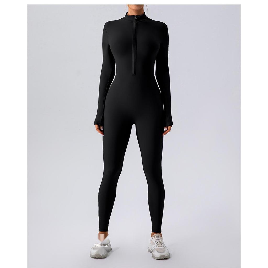 European & American Winter-Style Velvet Brushed Warm Yoga Onesie - Long-Sleeved Fitness Tights for Women