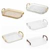 Transparent Clear Luxury Tray Rectangular Dining Tea Serving Platter  Party Gathering