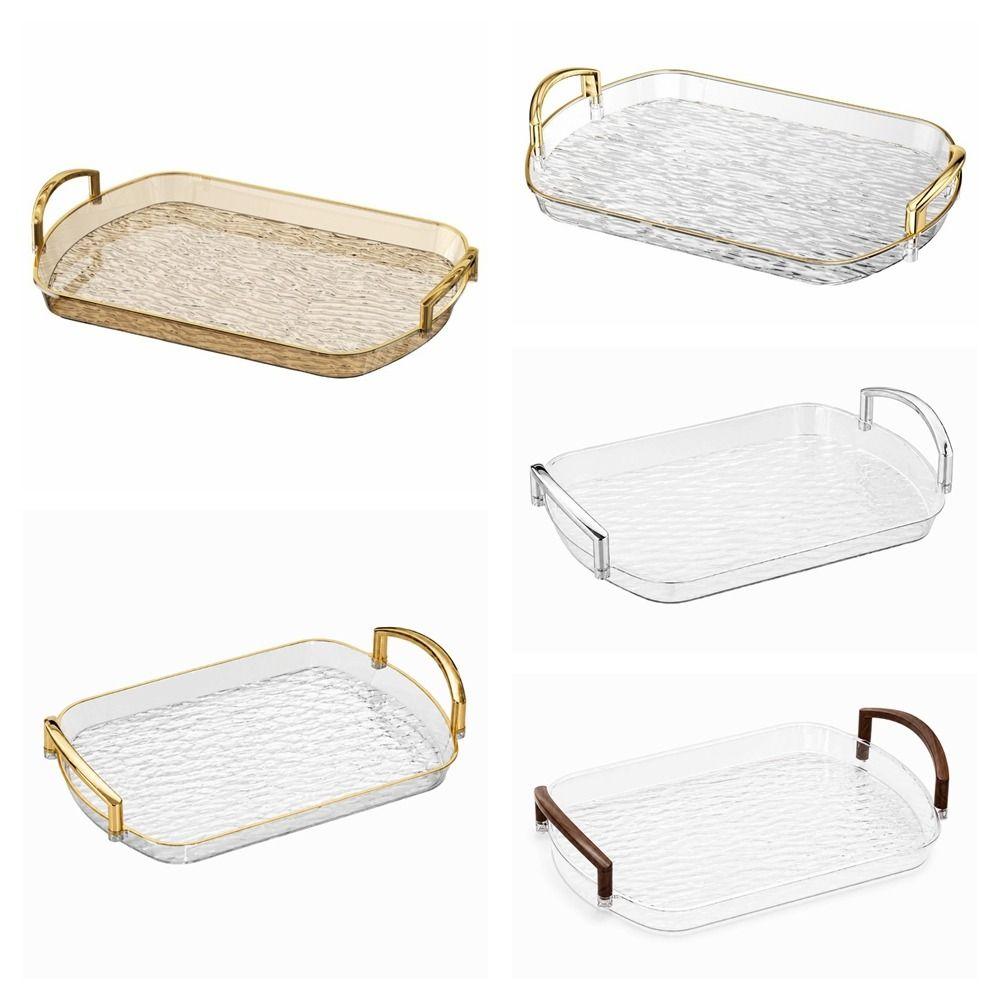 Transparent Clear Luxury Tray Rectangular Dining Tea Serving Platter Party Gathering