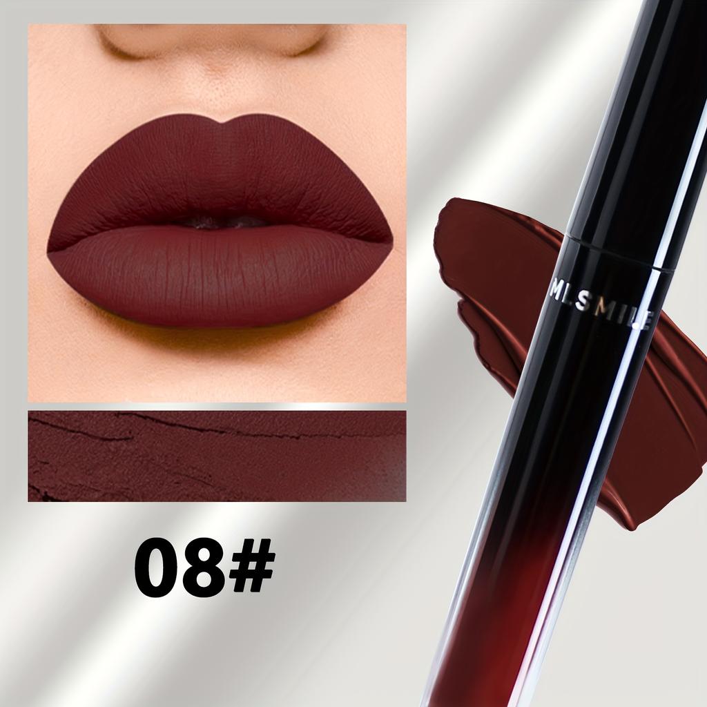 Velvet Matte Vloeibare Lipstick Hoog Pigment Snel Drogende Lipkleur 24-uurs Waterproof Langdurige Lipverzorging Gemengde Bessentonen Lipgloss
