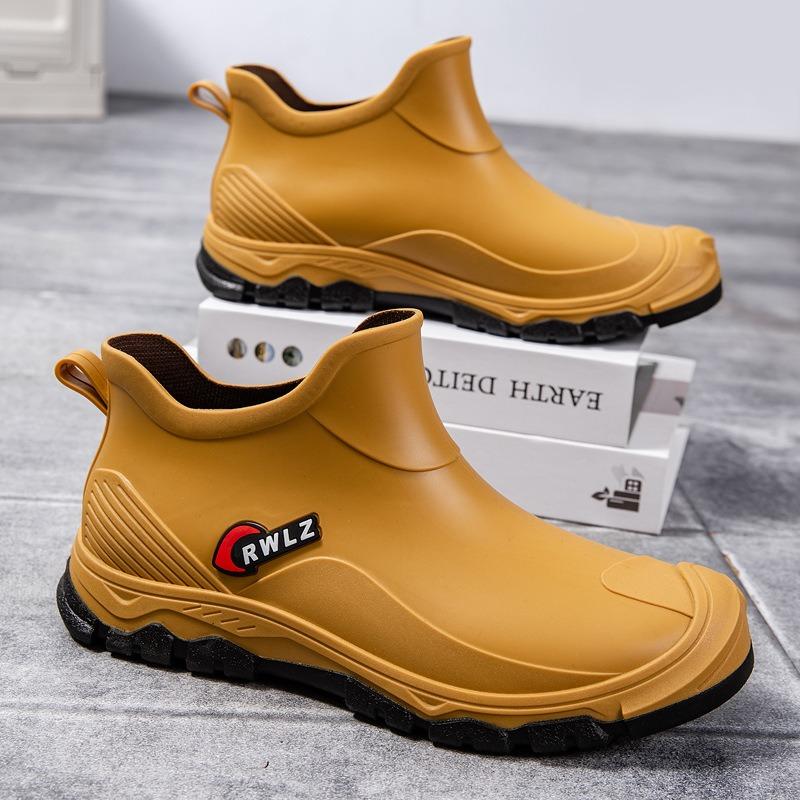 New Men's Rain Shoes Waterproof Rain Boots Non-slip Water Shoes Fashionable Low-top Wear-resistant Casual Rubber Shoes