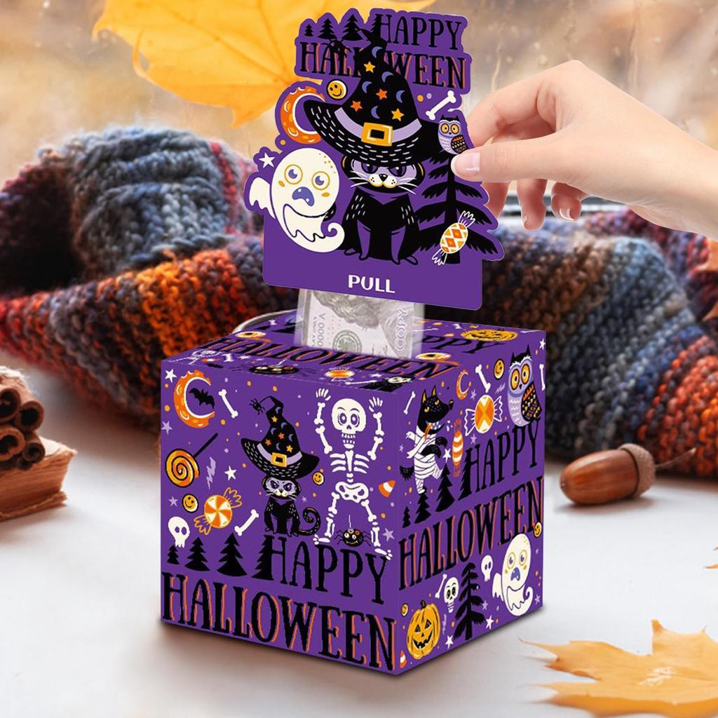 Halloween Boxes For Money Money Pull Holder With Spooky Ghost Elements Cash Box Halloween Decorations For Shop Living Rooms