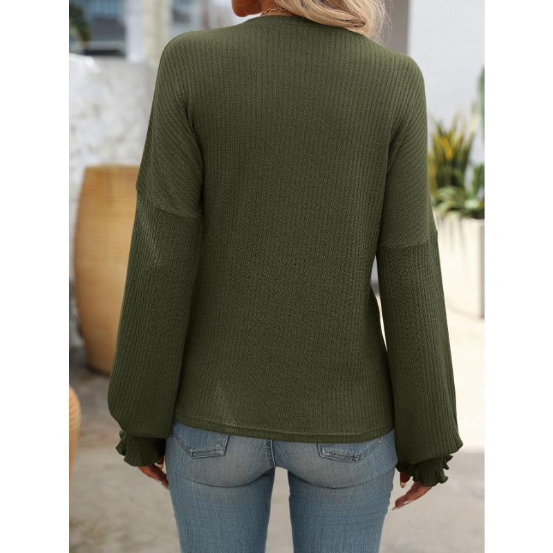 YYFS Camicette e camicie con scollo a maniche lunghe con stampa tinta unita primavera autunno moda casual da donna