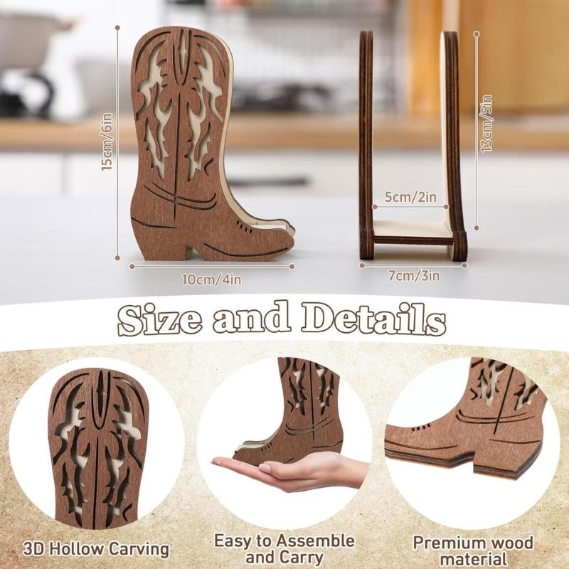 Authentic 3D Wood Boot Letter Holders And Napkin Storage With Open Structure Desk Organizers For Easy Access