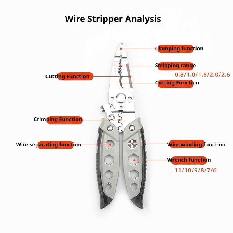 Multifunctional Wire Stripping Pliers Cut Wire Pulling Pressure Wire Winding Universal Tool Pliers