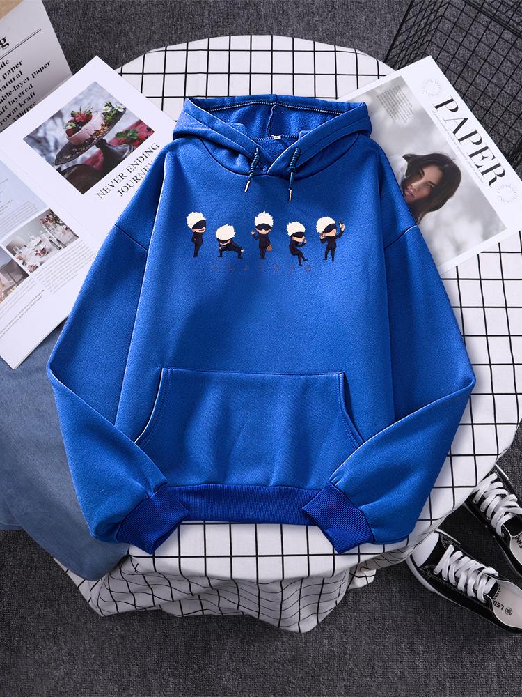 Anime Jujutsu Kaisen Lil Gojo Graphic Hoodies Vintage Oversized Hooded Sweatshirt Long Sleeves Cotton Hoodie Men Women Clothes