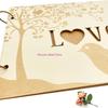 Rustics Wooden Guest Book Wedding Reception Hardcover Guest Book Sign Book Album for Wedding Parties HX6C