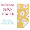 Personalized Beach Towel Daisy Design Custom Name logo Microfiber Beach Towel Thin Absorbent for Beach Swimming Yoga Bath Sports