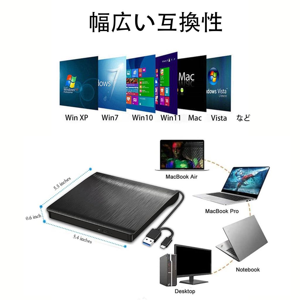 Neues Modell Tragbares KIMOCA Externes DVD Ultra Leise Hoch USB Dual Externes CD Lesen CD Extern Externes DVD Optisches Externes DVD Mac Windows Windows 11