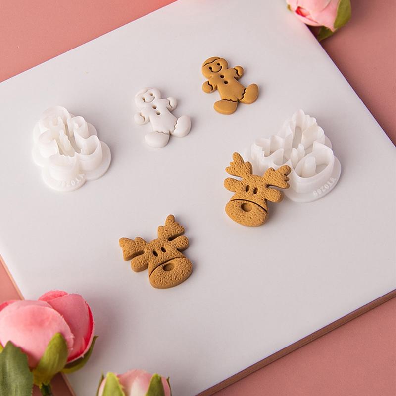 Bells Socks Crystal Ball  Cutting Mold DIY Cartoon Christmas Jewelry Pendant Embossing Tools New Soft Pottery Earrings Clay Mold