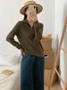 Women's Merino Wool Pullover: Soft, Loose Knitwear with Zipper Half-High Neck, Perfect for Autumn/Winter Layering.