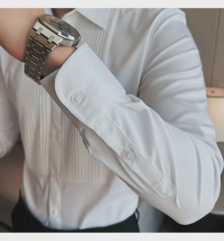 Men's Palace Style Pleated Long Sleeve Wedding Shirt