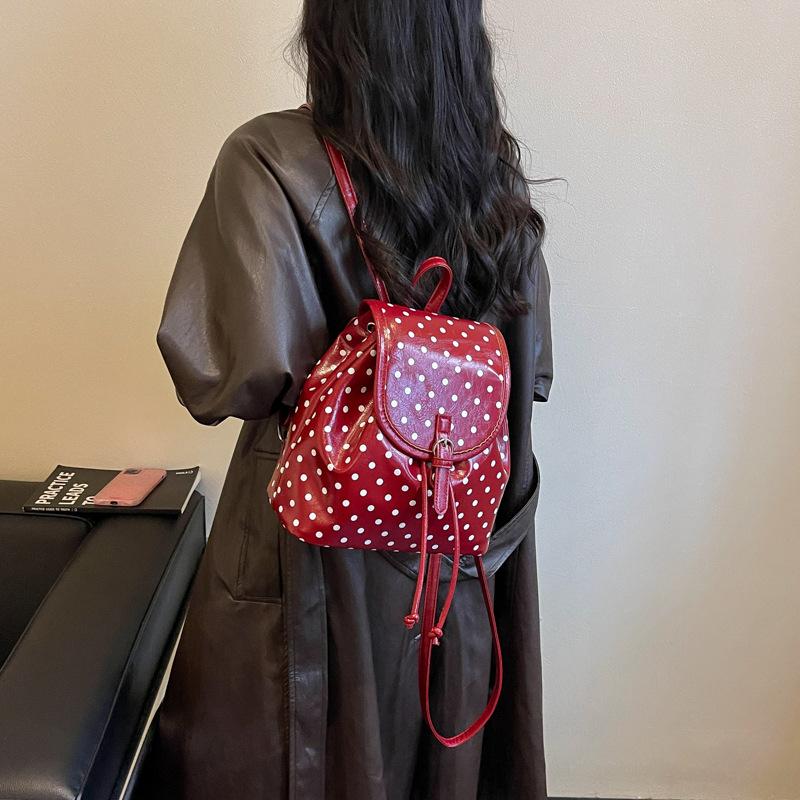 Schoolbag Premium Sense Backpack Women's Travel Light Commuter Backpack 1011 New Summer Polka Dot Fashion College Student School Bag