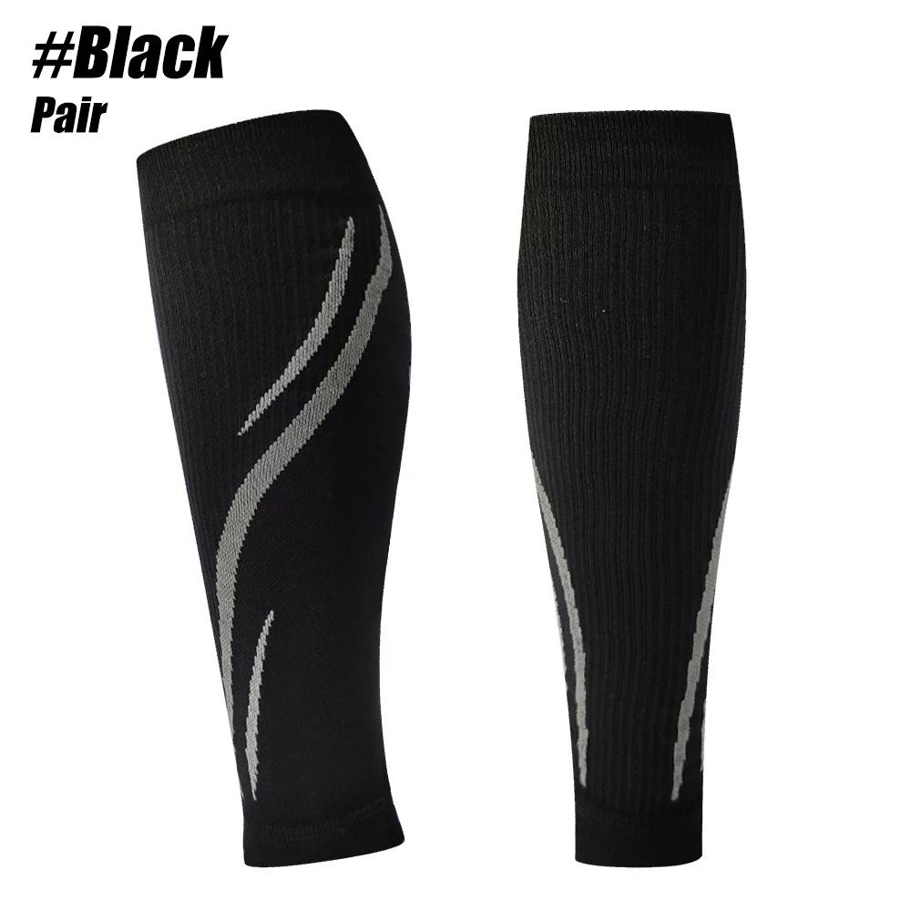 

1 Pair Calf Compression Sleeves 20-30mmHg Basketball Running Footless Socks Men Women Shin Splint Breathable Football Socks L/XL чорний