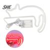 Battery Powered Night Light Cat LED Neon Sign Wall Sconce for Bedroom Decor, Cute Cartoon Animal Creative Gift Kids Light, Energy Saving Decorative