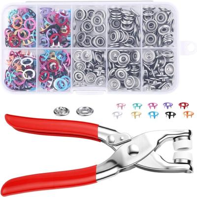100Sets Metal Snap Button Kit, with Fastener Plier, New Snaps for Fabric, Snap Buttons for Sewing Fasteners, Suitable for DIY Crafts, Clothing, Sewing