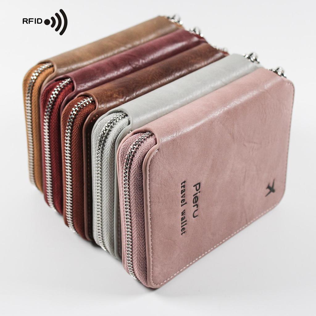 2024 RFID Anti-Theft Zipper Passport Holder: Multifunctional Travel Wallet Organizer
