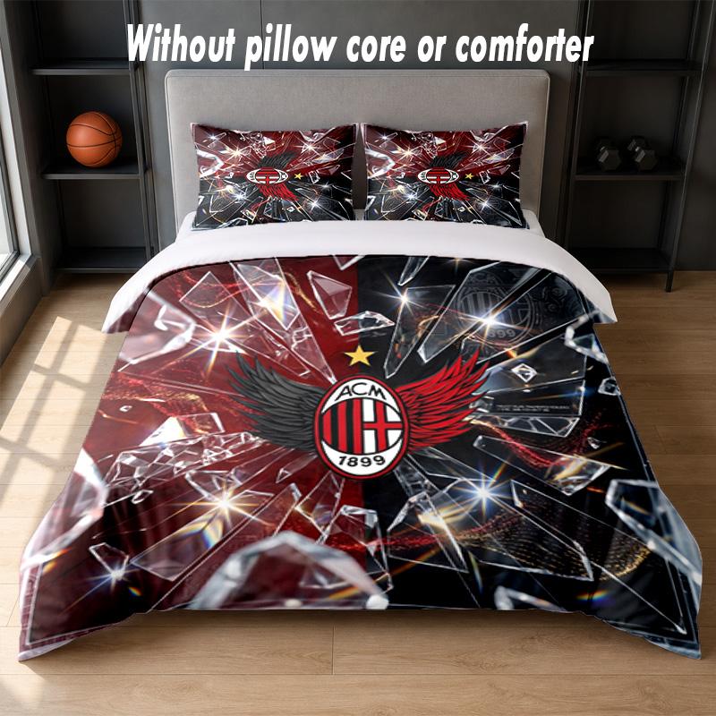 AC Milan Design Pościel Zestaw pościeli 1 poszewka na kołdrę + 2 poszewki na poduszki Miękka oddychająca domowa pościel