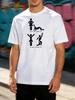 Male Cotton Crew Neck Tee Funny Happy Wife No Wife Stick Figure Graphic Short Sleeve Summer Daily Streetwear Basic Top For Unisex