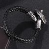 Punk Double Layer Genuine Leather Bracelet Men Silver Color Wolf Head Bangles Fashion Jewelry Gift