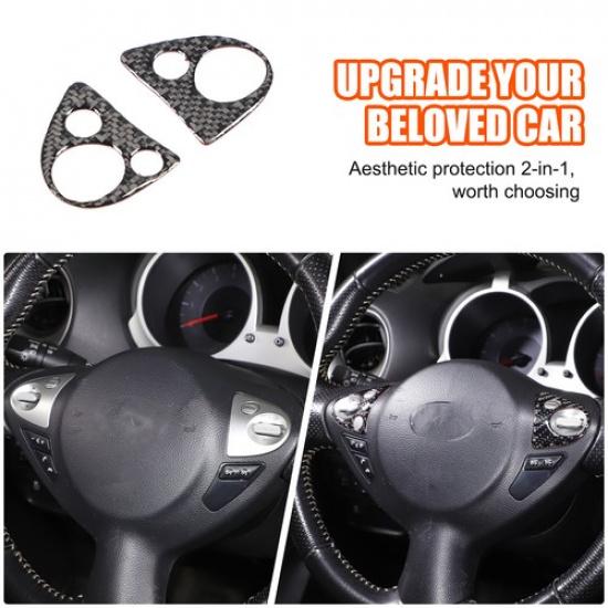 Soft Carbon Fiber Steering Wheel 3 Buttons Trim Sticker For Nissan Juke 2011-19