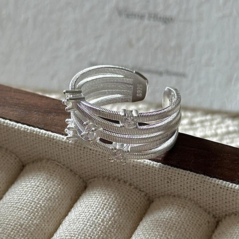 925 Sterling Silver Rings For Women Geometric Fine Jewelry Finger Adjustable Simple Interware CZRing For Party Birthday Gift