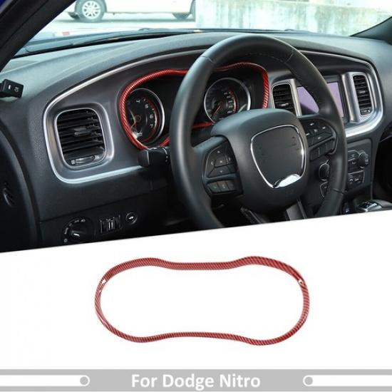 Dashboard trument Frame Trim Cover for Dodge Charger 2015-24 Red Carbon Fiber