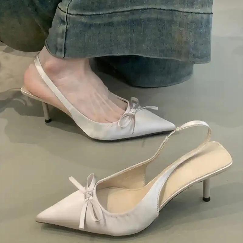 Mode Sommer Damen Sandalen Luxus Spitz High Heel Sandalen Mode Schmetterlingsknoten Slingbacks Pumps Damen Stripper Party Sandalen