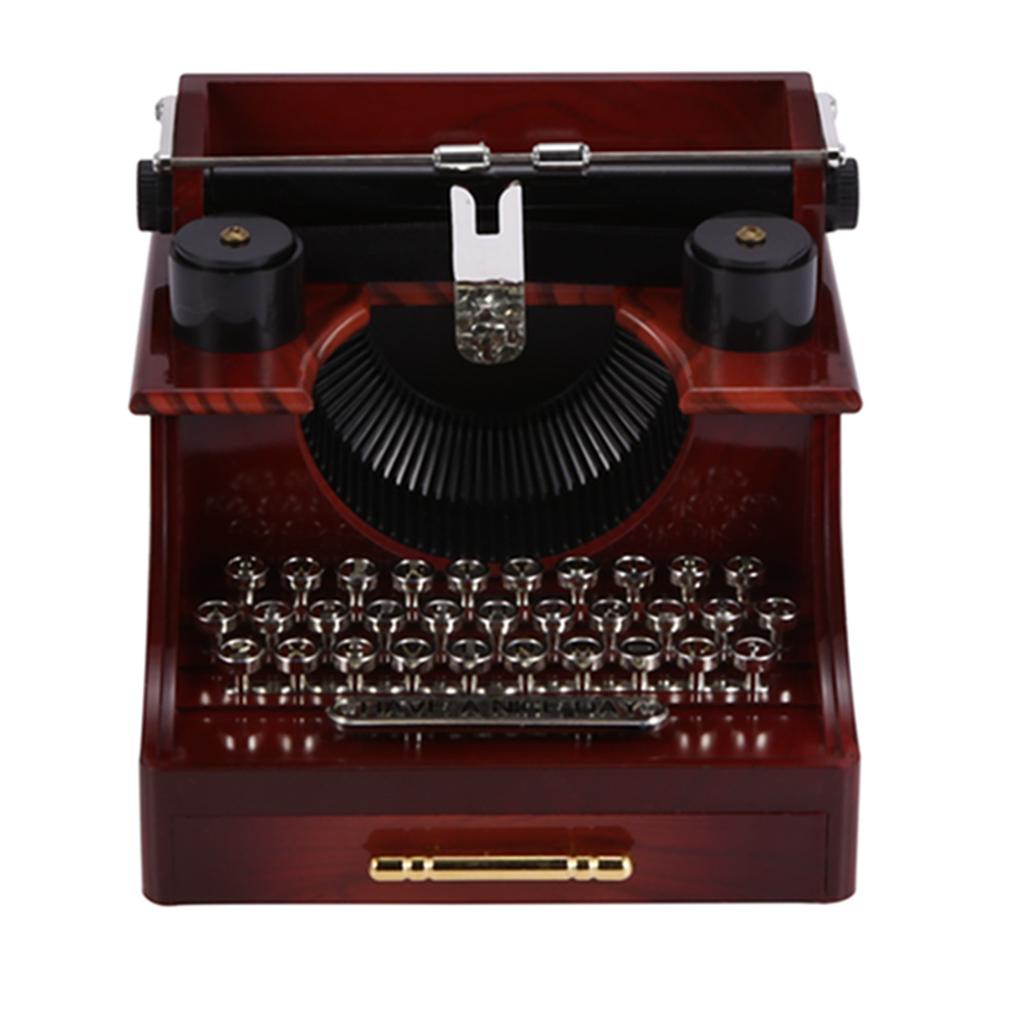 M-Modern-Home Retro Vintage Typewriter Music Box For Home Room Office Mechanical Decoration Kids Retro Music Box