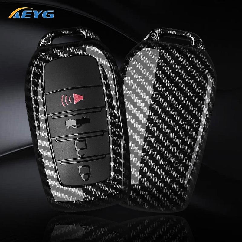 Abs Carbon Fiber Car Key Case Cover For Toyota Chr Hilux Fortuner Land Cruiser 200 Camry Corolla Crown Rav4 Highland Accessories